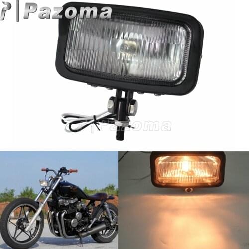 Black Motorbikes Universal Front Retro Rectangle Headlight Custom Headlamp for Harley Cafe Racer Bobbers Chopper