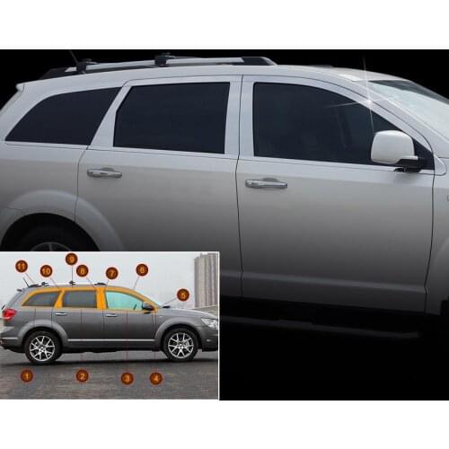 For Dodge Journey JC / Fiat Freemont 2009-2019 Car Exterior Full Window Sill Frame & Center Pillar Cover Trim Sticker