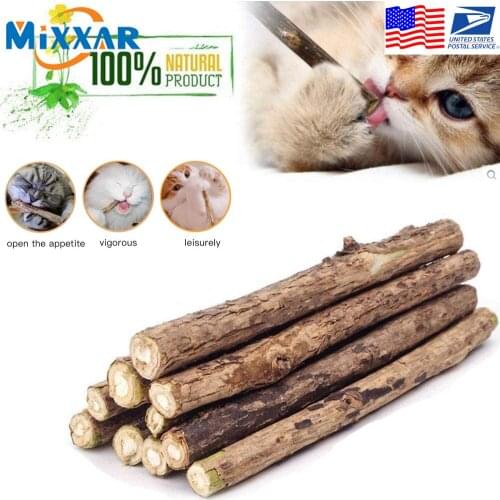 Dropshipping Natural Catnip Stick Cat Cleaning Teeth Molar Toothpaste Stick Silvervine Actinidia Fruit Cat Snacks Cat Toys