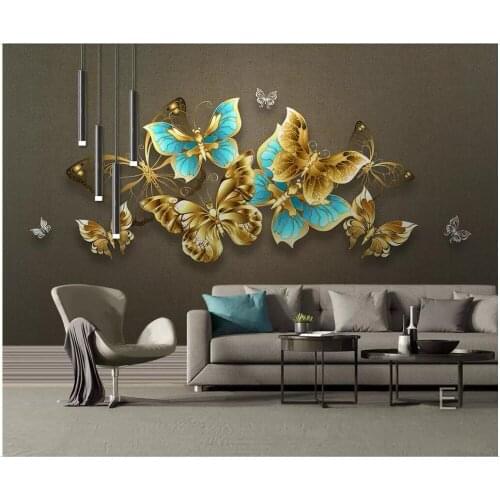 Custom photo mural 3d wallpaper Hand painted colorful butterfly nostalgic background decor living room wallpaper for walls 3 d