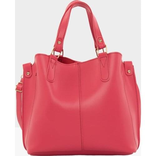 Fuchsia Women Three Compartment Studs Detail Bag M000002918 Achieved On Shoulder and Cross Can Be Used Inside Lining Very Eyes Located