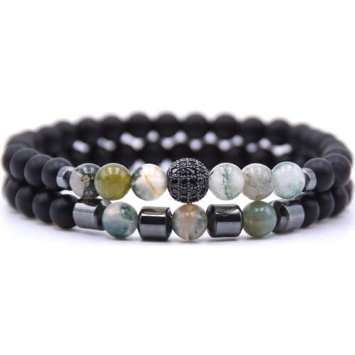 Hot Sale 2Pcs/Set 12 Style Couple Distance Bracelet Mens Natural Yoga Beaded Bracelet Girlfriend Gift Charm Chain Jewelry