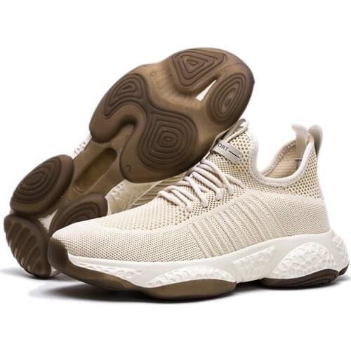 New Mens Casual Sport Shoes Summer Breathable Casual Non-slip Trendy Sneakers Beige Running Shoes Tennis Zapatillas De Hombre