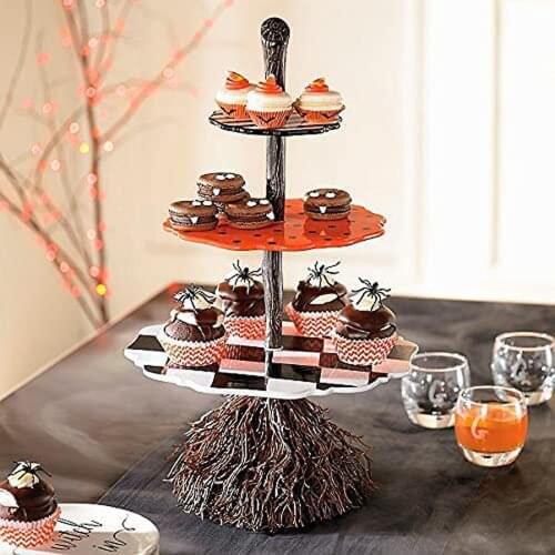 Kitchen Storage Rack Halloween Cute Snack Wooden Bowl Rack Three-layer Wooden Cake Rack Dessert Plate Party Food Display Tray