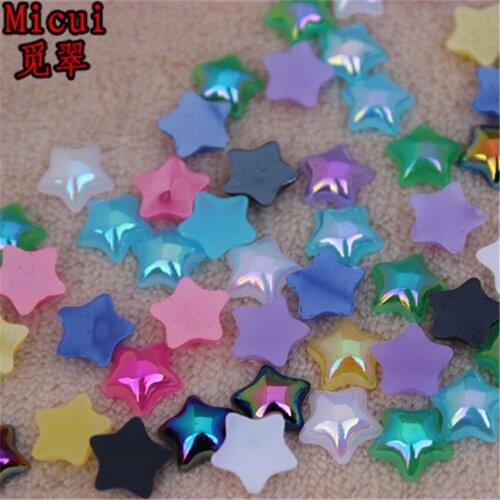 Micui 200PCS 10mm Pentagon Star Shaped Acrylic Rhinestones Flatback For Clothes Dress Decorations Jewelry Accessories ZZ595