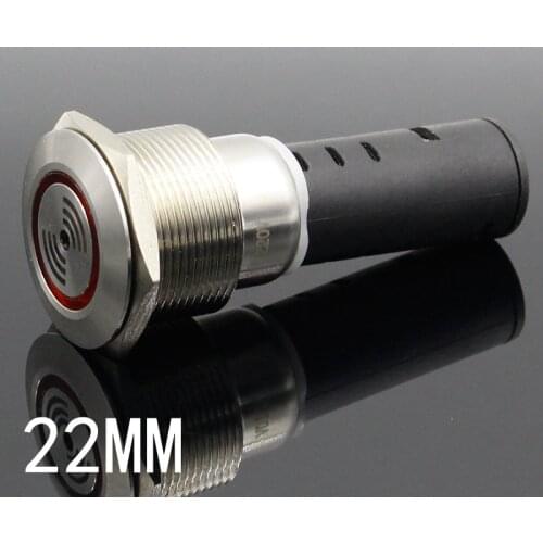 1pcs Intermittent buzzer 22mm metal pulse waterproof oil band red LED lamp flashing buzzer 12V/24V/220V