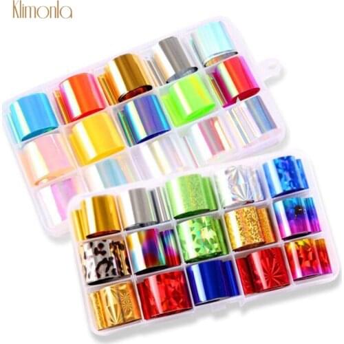 Fashion Laser Starry Sky Nail Foil 10pcs/15pcs Colorful Water Nail Art Transfer Sticker Decals DIY Manicure Nails Decoration Tip