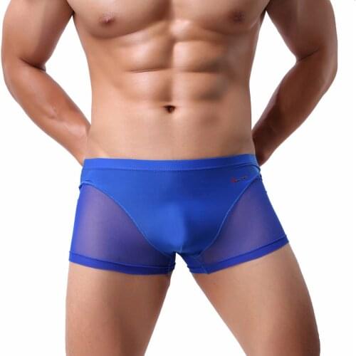 New High Quality Seamless Splicing Ultra-thin Ice Silk Perspective Mesh Mens Boxer Sexy Transparent Mens Underwear M/L/XL/XXL