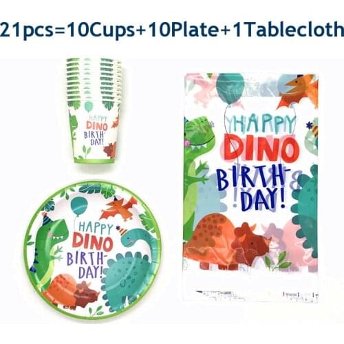 Dinosaur Party Disposable Tableware Sets Jungle Theme Cups Plates Tablecloth Kids Birthday Party Decoration Baby Shower Supplies