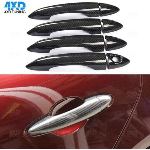 Carbon Fiber Door Handle Cover Trim For Alfa Romeo Giulia Auto Door Handle Cover For Decoration 2015 2016 2017 2018 2019