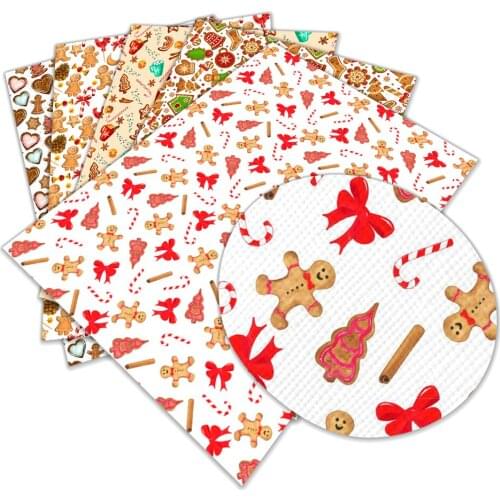 New Christmas Character Printed Faux Leather Sheets for Bow Centers DIY Decoration Crafts A4 22*30CM
