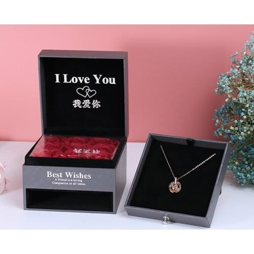 Valentines Day Flower Jewelry Gift Box Rose Necklace Gift Box Double Drawer Box Locket Gift For Mom Girlfriend Gifts