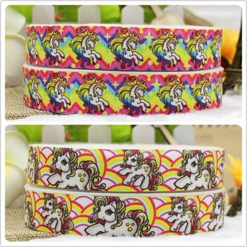 Q&N ribbon 16mm 22mm 25mm 38mm 50mm 75mm unicorn printed grosgrain ribbon webbing 50yards/roll for headband free shipping