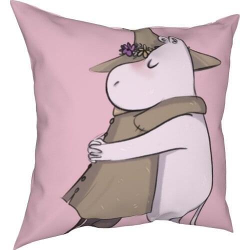 Cute Hippo decorative cushion cover animal Hippo cushion cover 45cm linen pillow residential culture