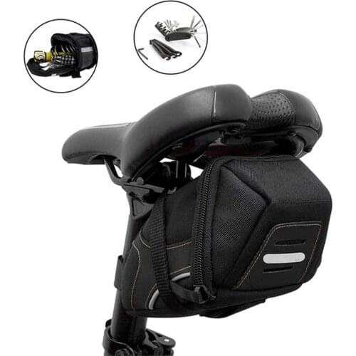 1.2L Portable Waterproof Bike Saddle Bag Cycling Seat Pouch Bicycle Tail Bags Nylon Rear Pannier Cycling Equipment X215D