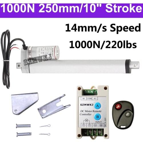 Heavy Duty 1000N DC 12V 250mm 10" Stroke Linear Actuator 14mm/s Spd Door Opener Motor Controller Brackets Bed Lift Table Tools