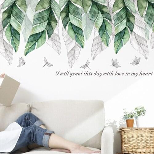 Fresh Plant Large Green Home Decor Wall Sticker Wallpaper Mural Wall Art Decal Poster Baby Kids Bedroom Decoration Accessories