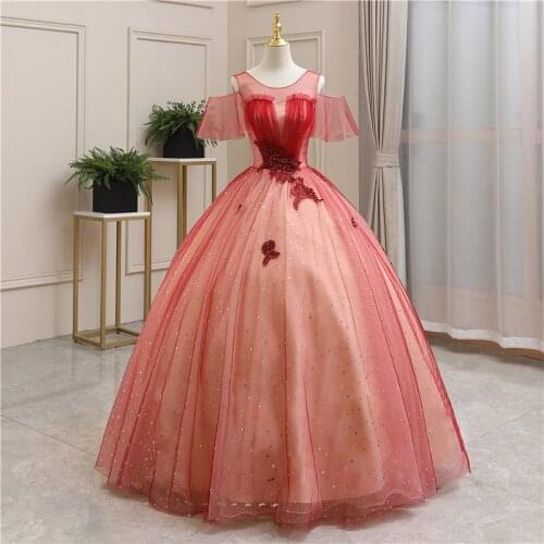 Vestidos Robe De Bal 2020 New Party Prom Formal Ball Gown Off The Shoulder Classic Beading Quinceanera Dresses Customize