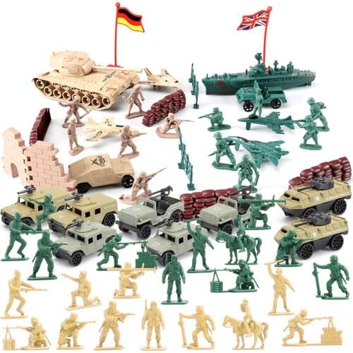 Viikondo 84-Piece Army Action Figures Set Military Toy Soldier Play Set Tanks Planes Flags Battlefield Accessories Toy for Boys
