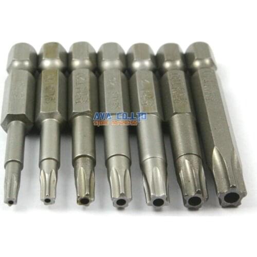 1 Set 7 Pieces Magnetic Star Screwdriver Bit S2 Steel 1/4" Hex Shank 50mm Long Star Bit Set