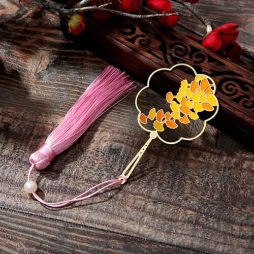 1pc Creativity Ginkgo Tassel Bookmark Cute Brass Art Pattern Exquisite Book Mark Page Folder Office School Supplies Stationery