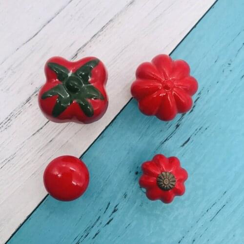 1pcs Durable Cabinet Knob Wardrobe Drawer Cupboard Pull Handles Ceramic Red Knobs for Drawer, Chest, Bin, Dresser, Cupboard