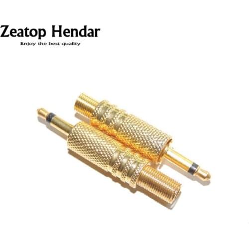 100 pcs Gold 1/8 3.5mm MONO Male Plug Audio Connector DIY Soldering Spring Adapter