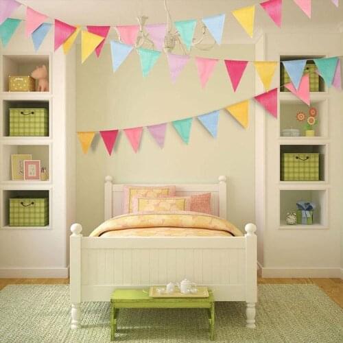 12 Flags Colorful Pennants Wedding Happy Birthday New Year Banner Decoration Party Supplies
