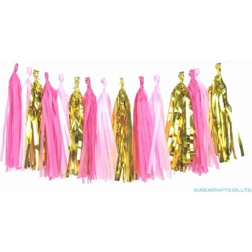 15pcs Wedding Party Decoration Paper Tassels Garland Ribbon Curtain Baby Shower Decoration Bachelorette Party Supplies Flamingo