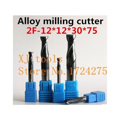 2PCS New 2F-12.0*12*30*75mm Micro Solid Carbide End Mill CNC Milling Cutter Tool Bits For Steel Milling Free Delivery