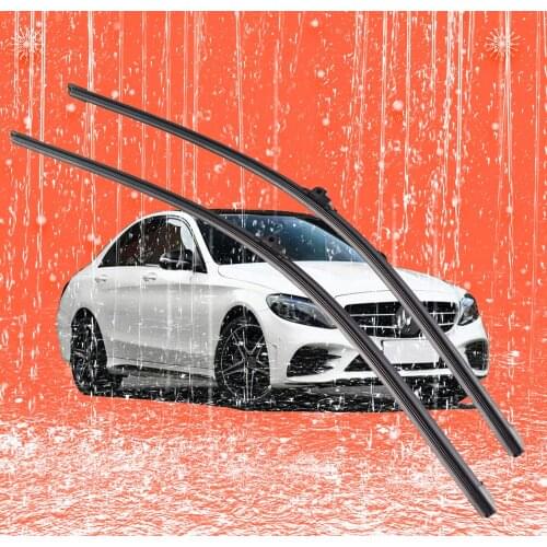 2 pcs Front Windshield Bracketless Wiper Blades Set 24"+24" for Mercedes-Benz C250 C300 C350 C63 E350 10-13
