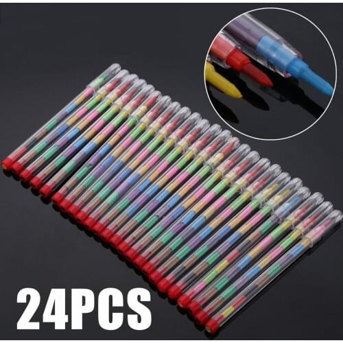 24Pcs Kids Swap Point Crayons Stacker Pencils Party Loot Bag Fillers Drawing Pen DIY Craft Party Supplies Students Kids Gift