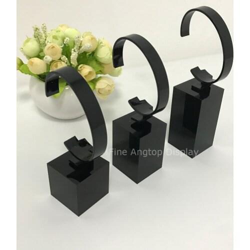 3pcs/set Acrylic Watch Display Block C Ring Holder Black Watch Stand With Square Base