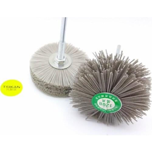 New 4 pieces 85*35*6mm Drill Abrasive Wire Grinding Wheel Nylon Bristle Polishing Brush for Wood Furniture Mahogany Finish