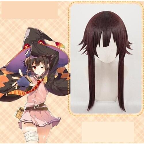 50cm Long KonoSuba Gods Blessing on this Wonderful World Megumin Cosplay Wig Halloween Role Play Costume Party Hair