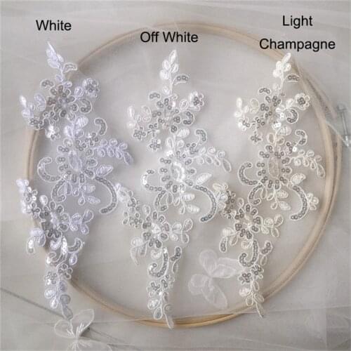 7 Muti-Colors Sequins Mirror Flower CarBone Cording Lace Applique Embroidered Patches DIY Wedding Dress Veil Dress Accessories