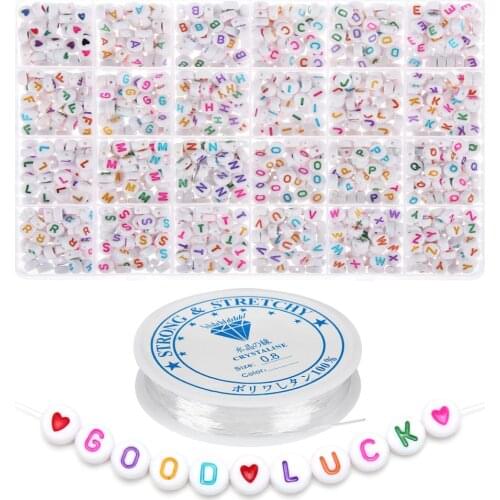 1200pcs Acrylic English Letter Beads Alphabet Beads Charms Bracelet Necklace For Jewelry Making DIY Set