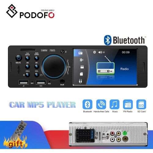 Podofo Car Radio 1 din radio cassette player Autoradio 4.1" Dual USB MP5 Player Bluetooth Handsfree FM SD AUX 1DIN Radio Stereo