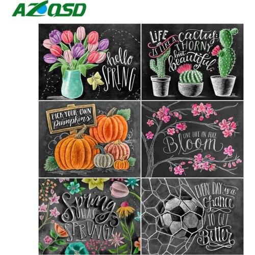 AZQSD 5D DIY Diamond Painting Blackboard Text Handicraft Diamond Embroidery Landscape Mosaic Full Kits Needlework Home Decor