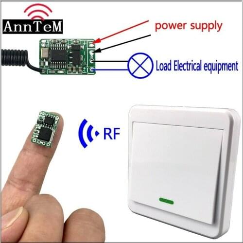 Wireless remote control switch Mini small 433mhz rf transmitter receiver 3.7v 5v 6v 9v 12 Battery power circuit micro Controller