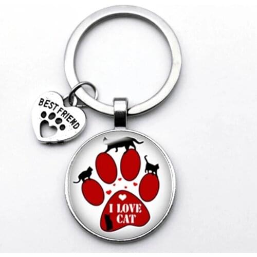 Very Cute Pet Cat Cat Paw Footprint Pattern Keychain BEST FRIEND Pendant Keychain Favorite Cat