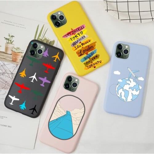 World Travel Map Case For iPhone 11 8 Plus X Cover TPU Silicone Airplane For iPhone 7 6 6S 8 Plus SE 2020 XR XS MAX 11 Pro Funda