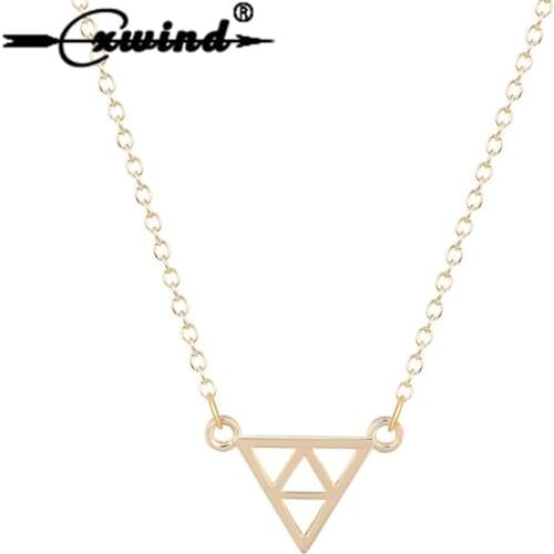 Cxwind Fashion Geometric Pendant Statement Necklace for Women Link Chains Collier Triangle Necklace Jewelry
