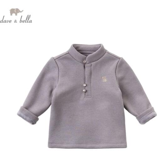 DBJ15690 dave bella winter baby boys fashion button T-shirt children casual tops boy kids fashion tees