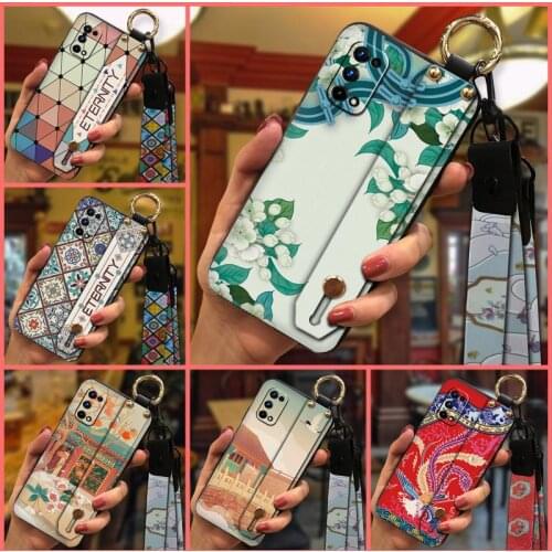 For Woman Back Cover Phone Case For OPPO Realme 7 Pro Anti-dust Silicone Anti-knock Soft Wrist Strap