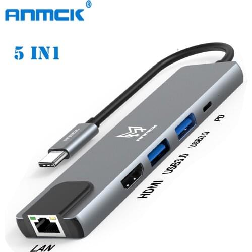 Usb C Hub to Adapter HDMI 4K 5 Port PD Power Charging Docking Station PC Accessories USB 2.0 Splitter For Mac Air m1 USB 3.0 Hub