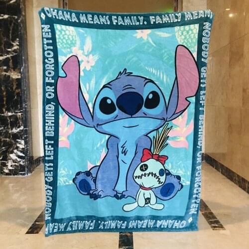 Disney Anime Lilio & Stitch Double-sided Coral Fleece Blanket Bedspread Student Dormitory Office Nap Soft Quilt Baby Bath Towel