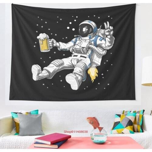 Astronaut Beer Party tapestry Wall Hanging Decor Coverlet Bedding Sheet Throw Bedspread Living Room Tapestries