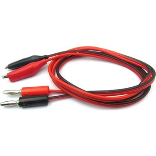 Test line banana plug to crocodile clamp line power line wire red black 2 plug to 2 clamp line length 1m (5pcs)