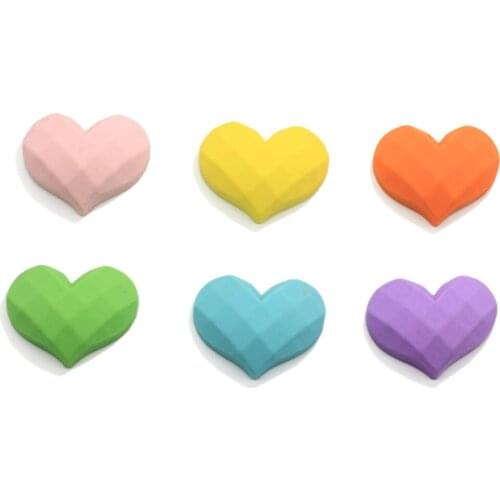 Popular Matte Color Faceted Heart Flatback Resin Cabochons Ornaments For Earring Necklace Hair Bow Center Decor DIY